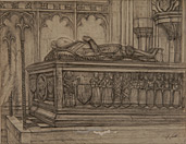 Illustration of a tomb in a church